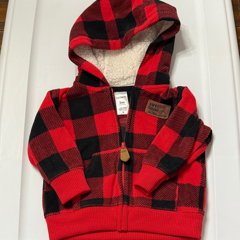 Carter's Cozy Plaid Hoodie in Red and Black